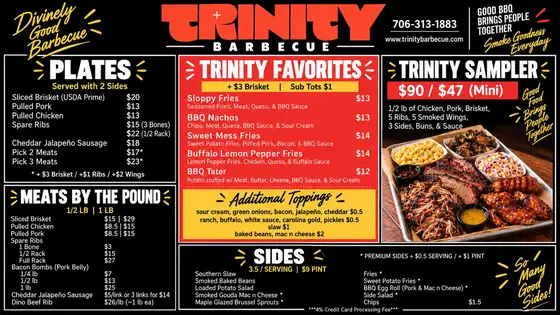 Trinity Barbecue digital menu board one