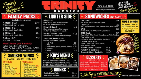 Trinity Barbecue digital menu board two